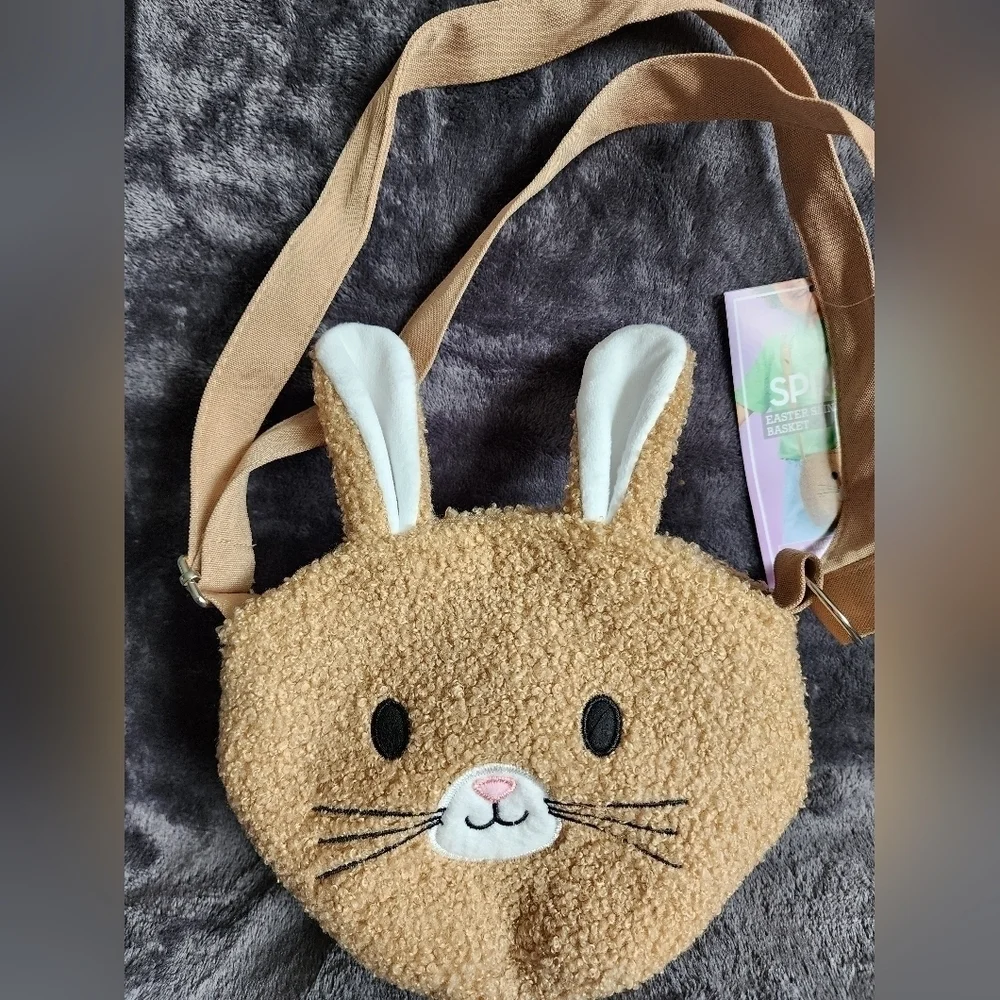 New kid girl's Easter Crossbody Terry Fabric pink / brown Bag